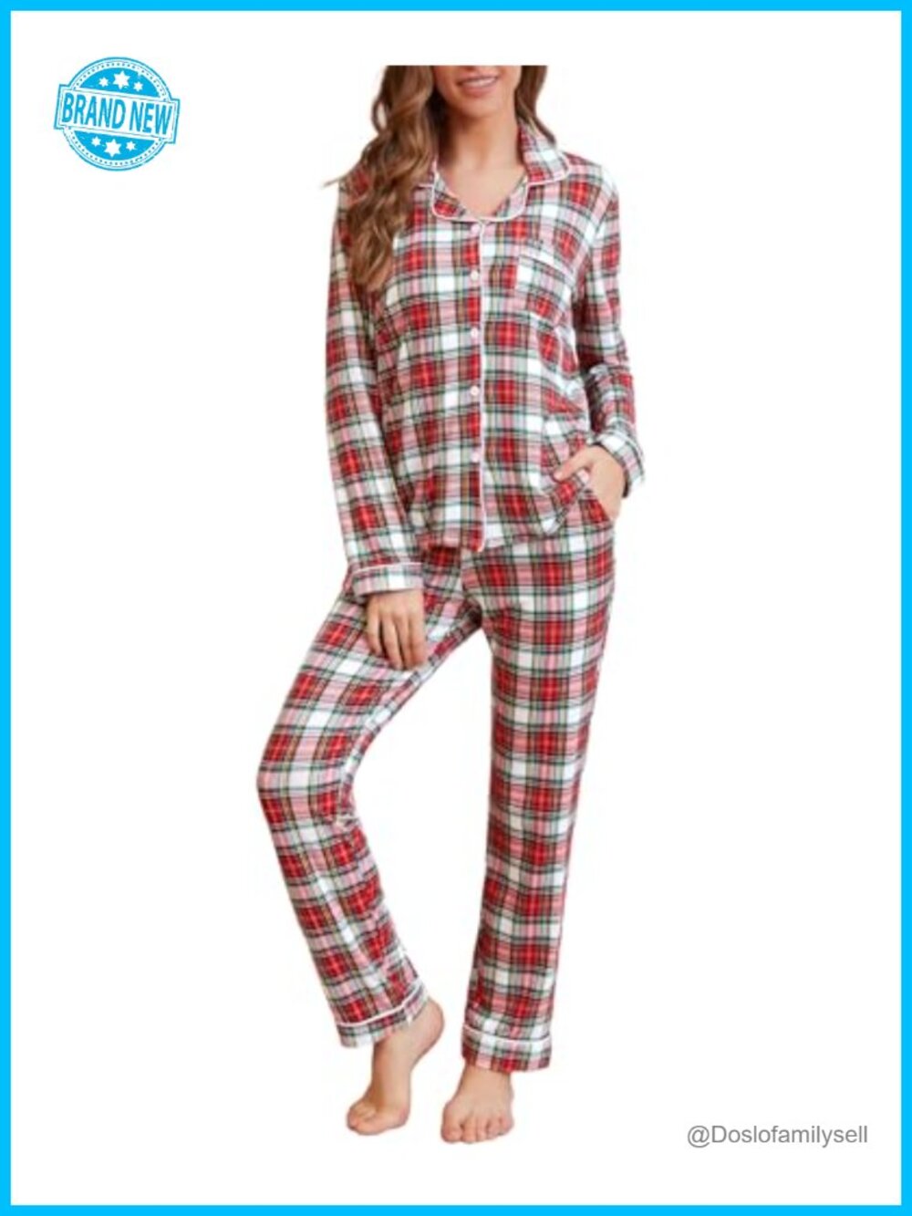 Women's Modal Pajama Set Long Sleeve Button Up Top & Pants Lounge Sleepwear